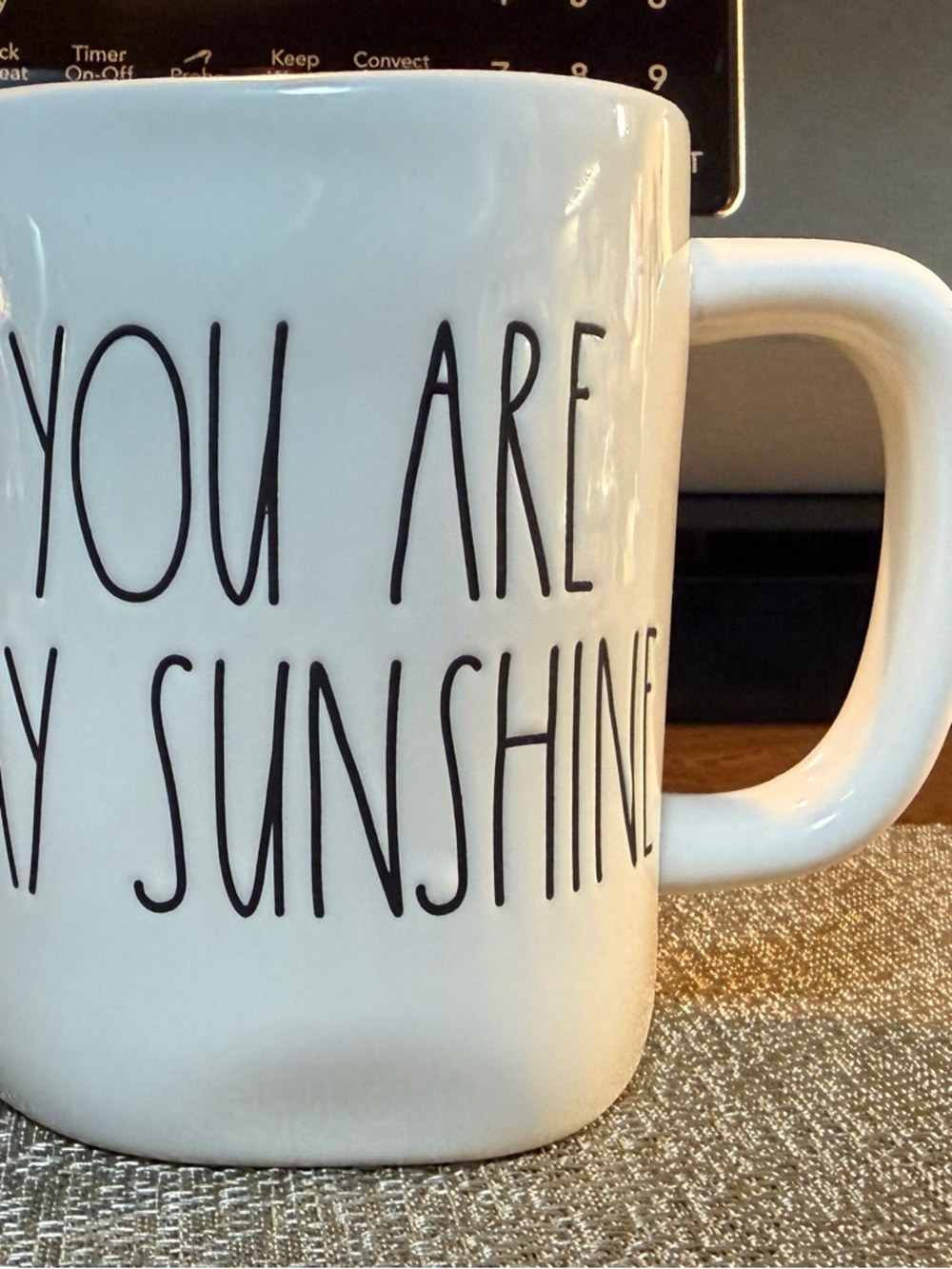 Rae Dunn White Ceramic Mug with Black Lettering